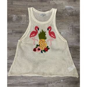 American Eagle  Flamingo Embroidered Tank Top Sz XS